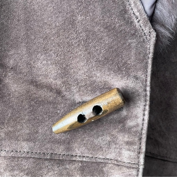 Vintage Nygard Genuine Suede & Rabbit Fur Toggle Mixed Media Jacket Brown Large - Picture 3 of 10